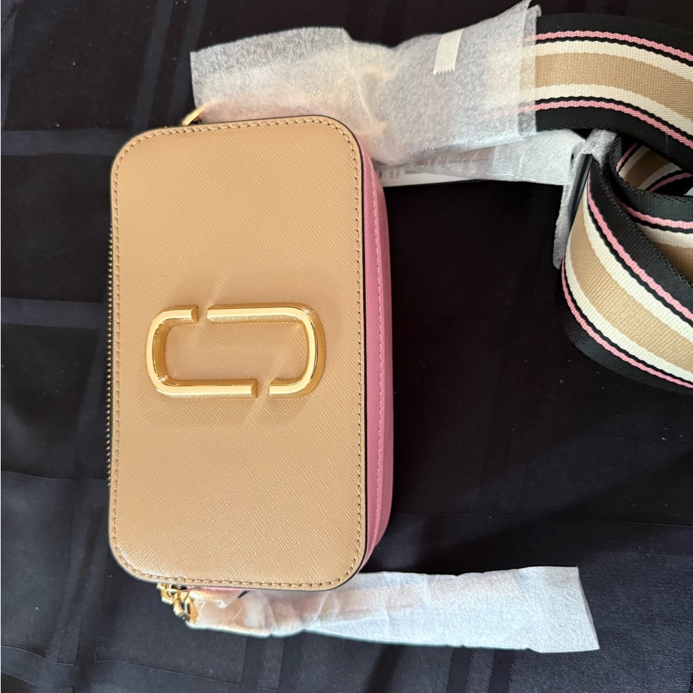 Marc Jacobs Cream and Pink Crossbody Bag with Metallic Accent